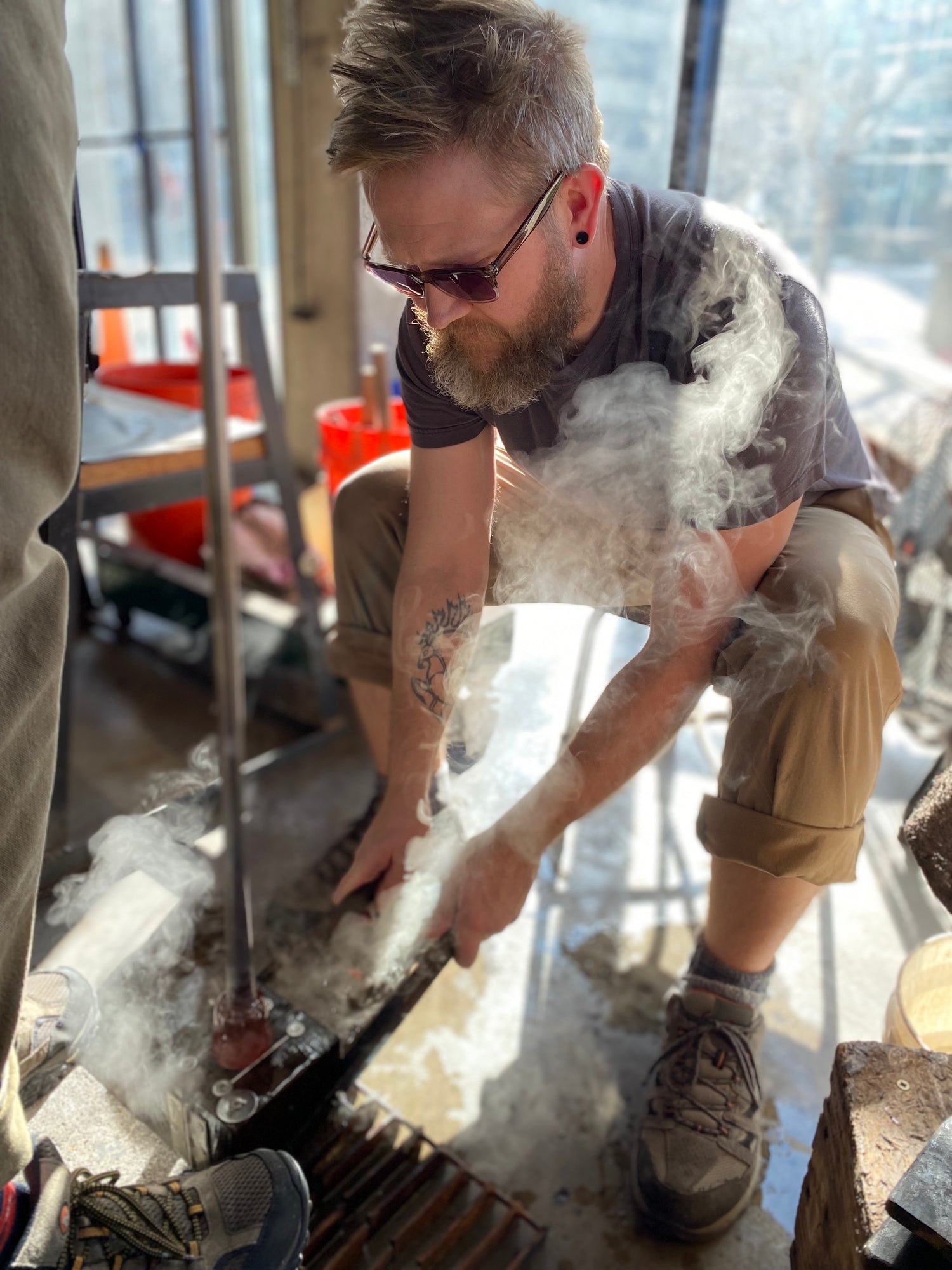 glass blown blowing handmade art fire