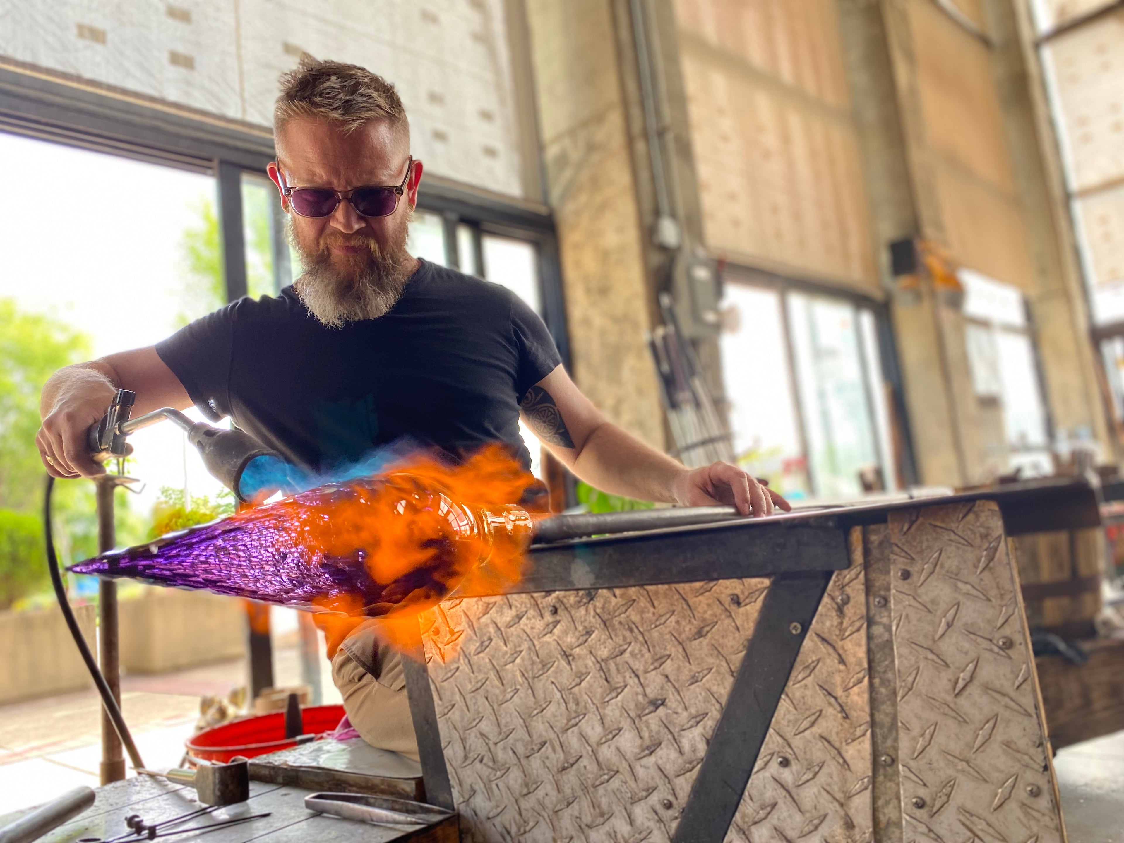 glass blown blowing handmade art fire